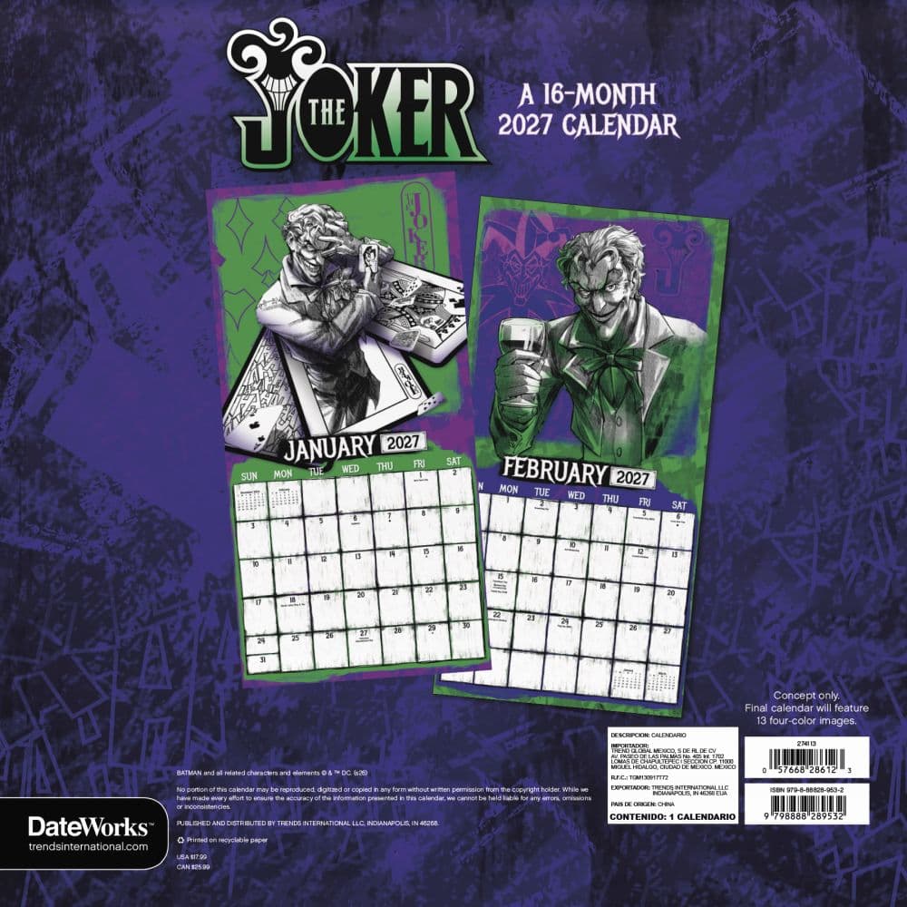 Joker 2027 Wall Calendar Third Alternate Image