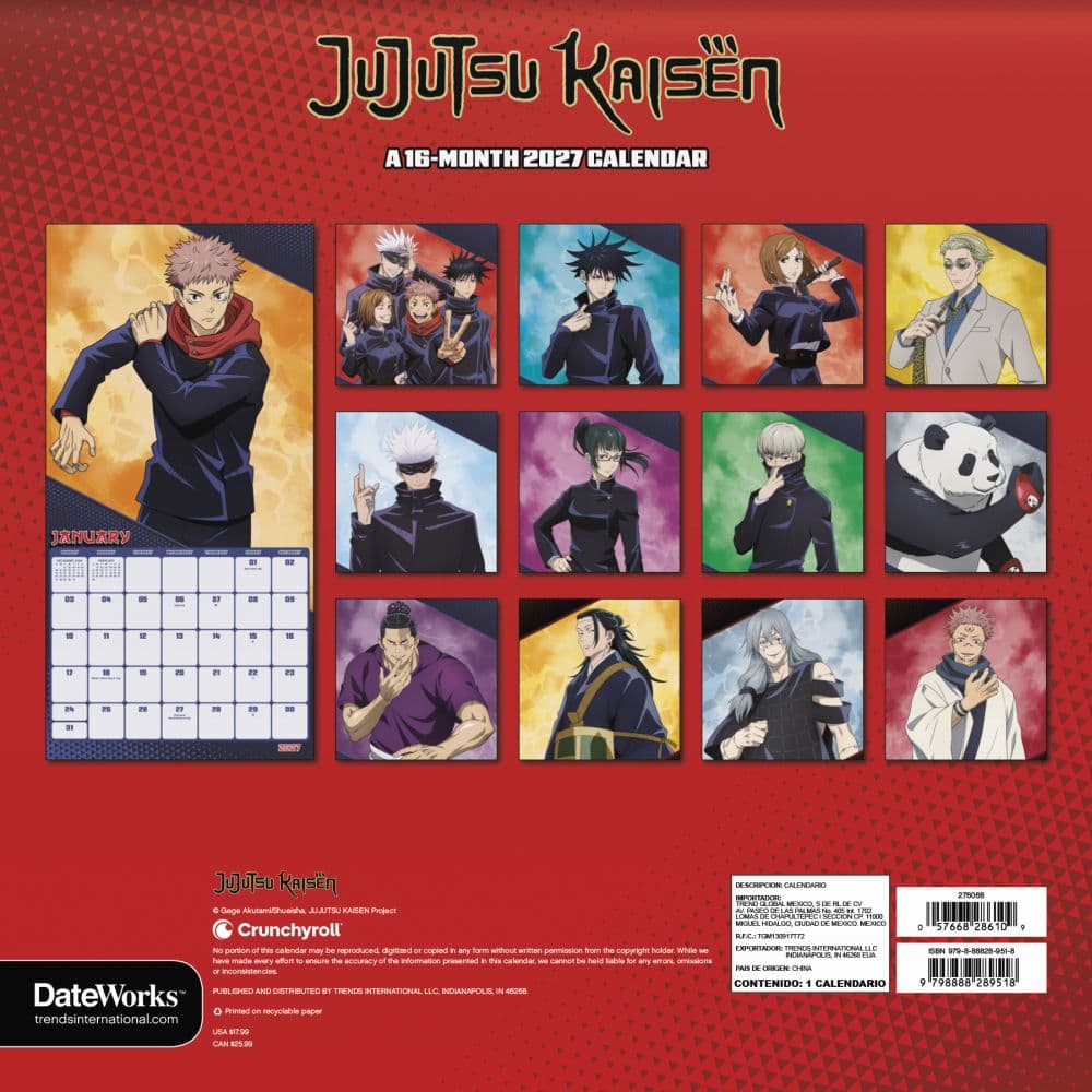 Jujutsu Kaisen 2027 Wall Calendar Third Alternate Image