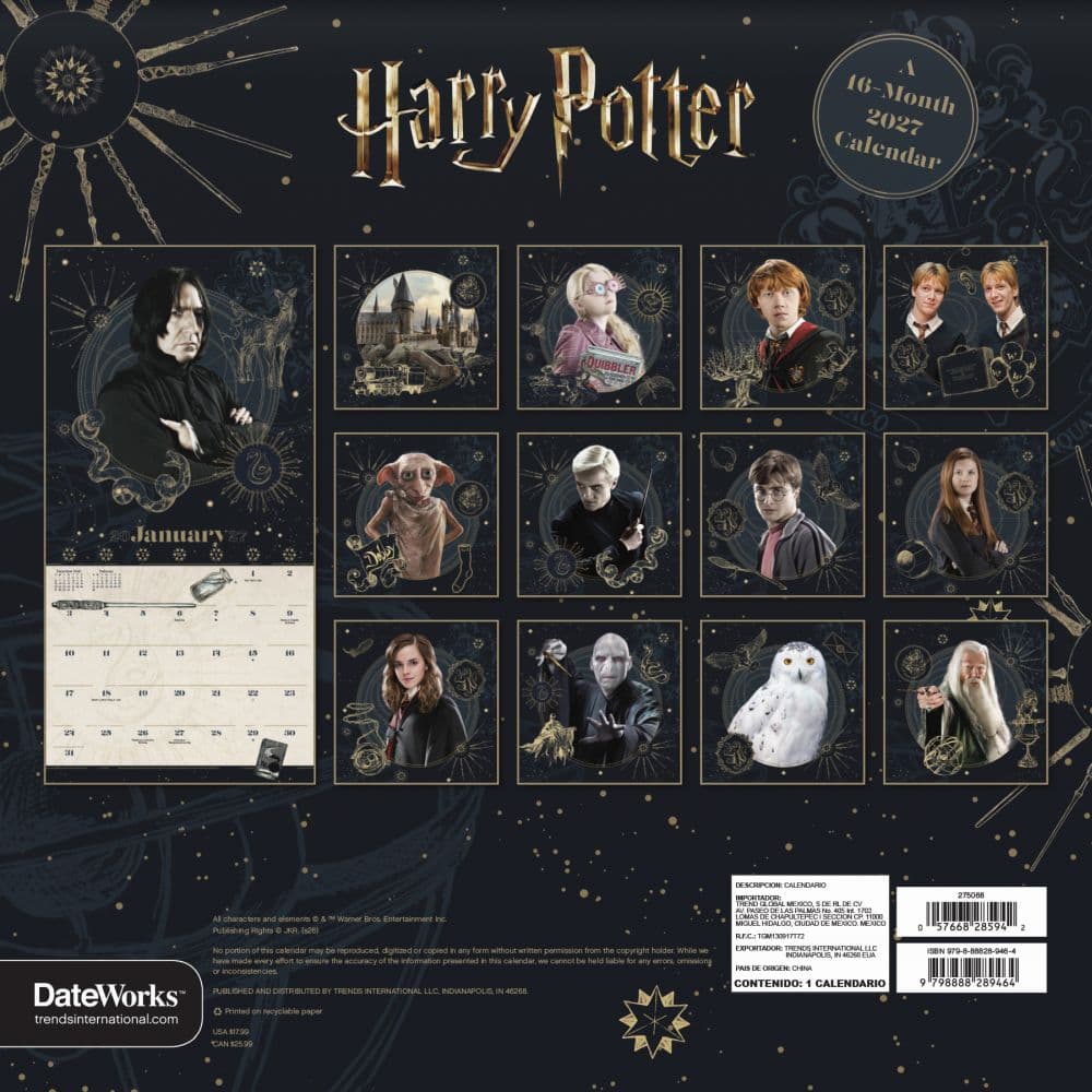 Harry Potter 2027 Wall Calendar Third Alternate Image