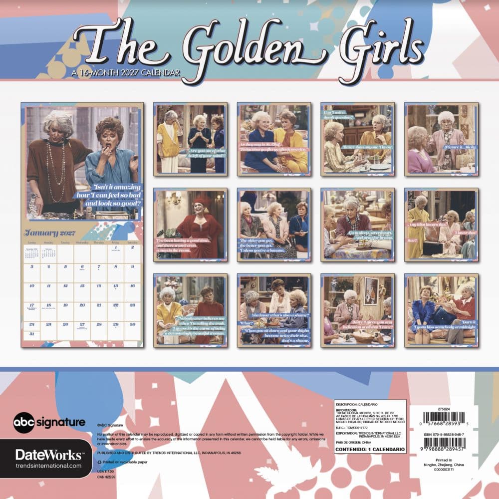 Golden Girls 2027 Wall Calendar Third Alternate Image