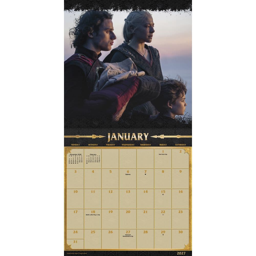Game of Thrones House of the Dragon 2027 Wall Calendar First Alternate Image