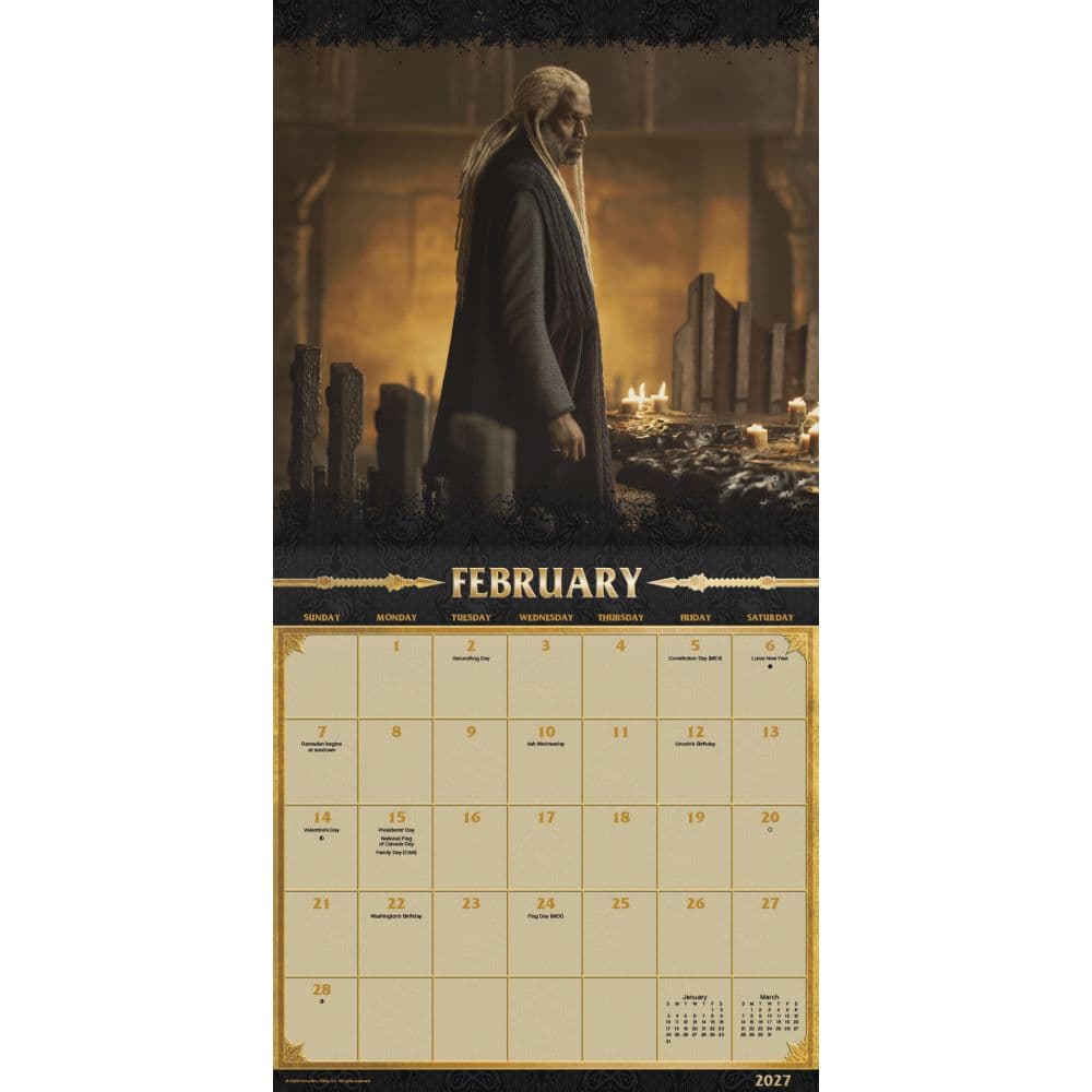 Game of Thrones House of the Dragon 2027 Wall Calendar Second Alternate Image