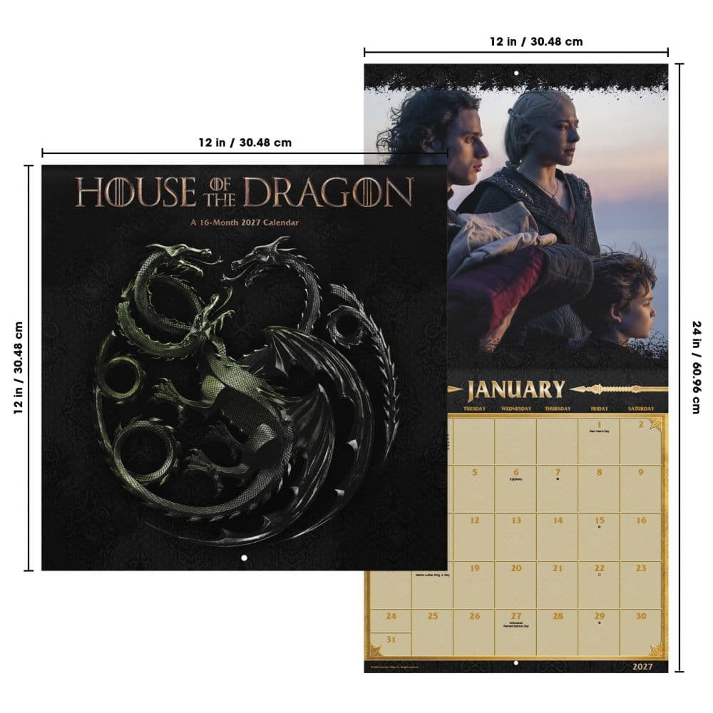 Game of Thrones House of the Dragon 2027 Wall Calendar Sixth Alternate Image
