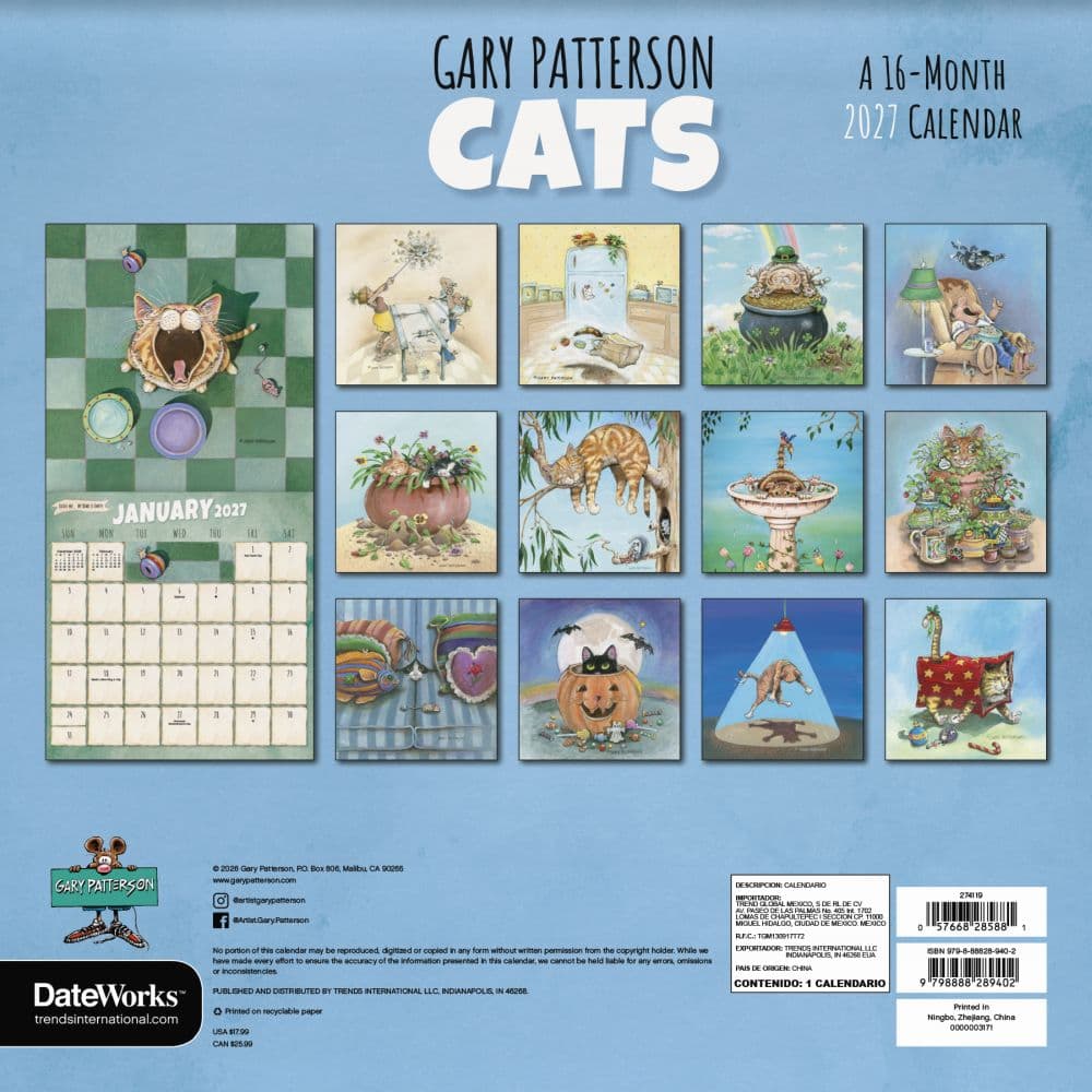 Gary Patterson Cats 2027 Wall Calendar Third Alternate Image