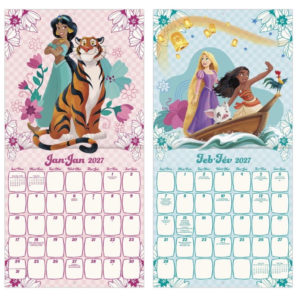 Disney Princess Bilingual French 2027 Wall Calendar Fifth Alternate Image