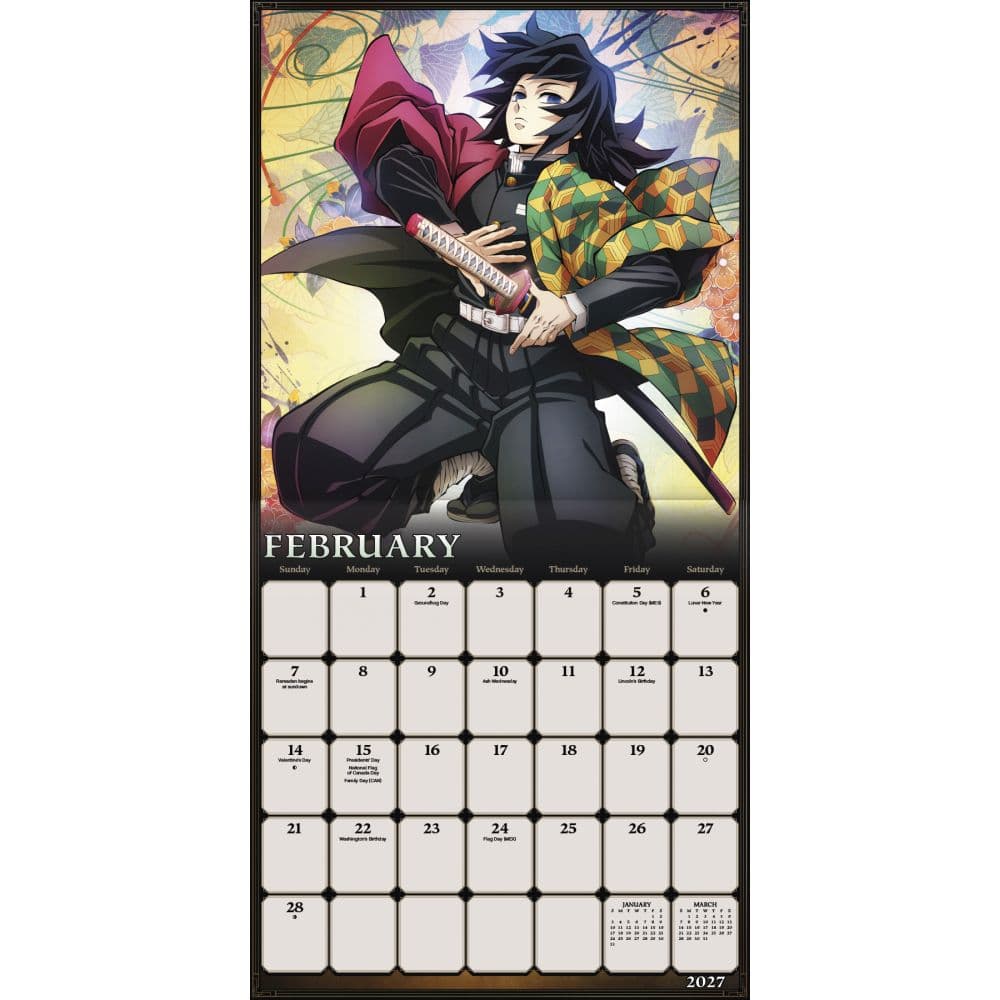 Demon Slayer Kimetsu no Yaiba 2027 Wall Calendar Second Alternate Image