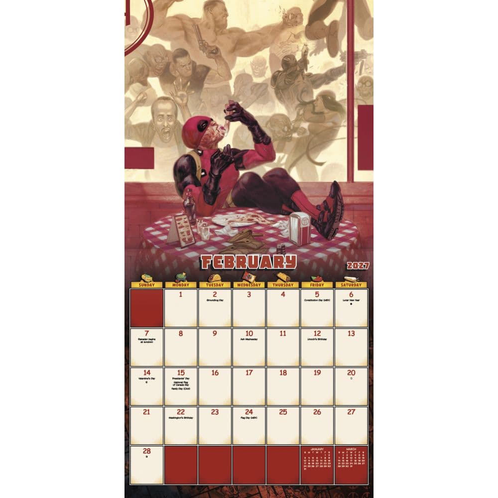 Deadpool 2027 Wall Calendar Second Alternate Image