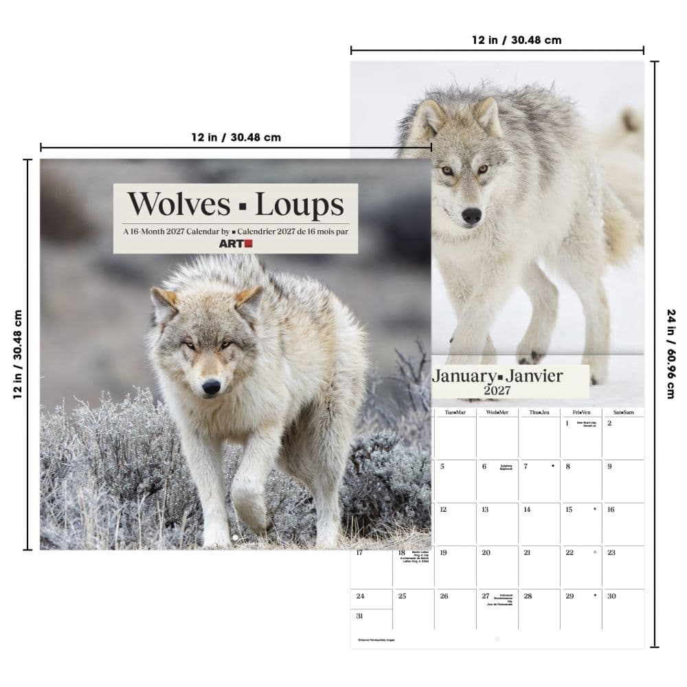 Wolves Bilingual French 2027 Wall Calendar Sixth Alternate Image
