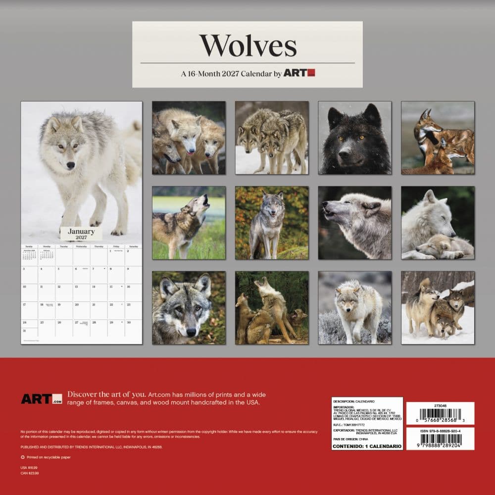 Wolves 2027 Wall Calendar Third Alternate Image