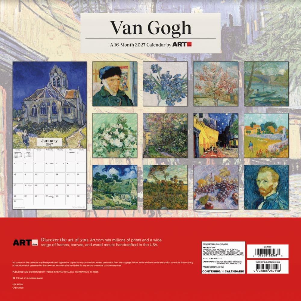 Van Gogh 2027 Wall Calendar Third Alternate Image