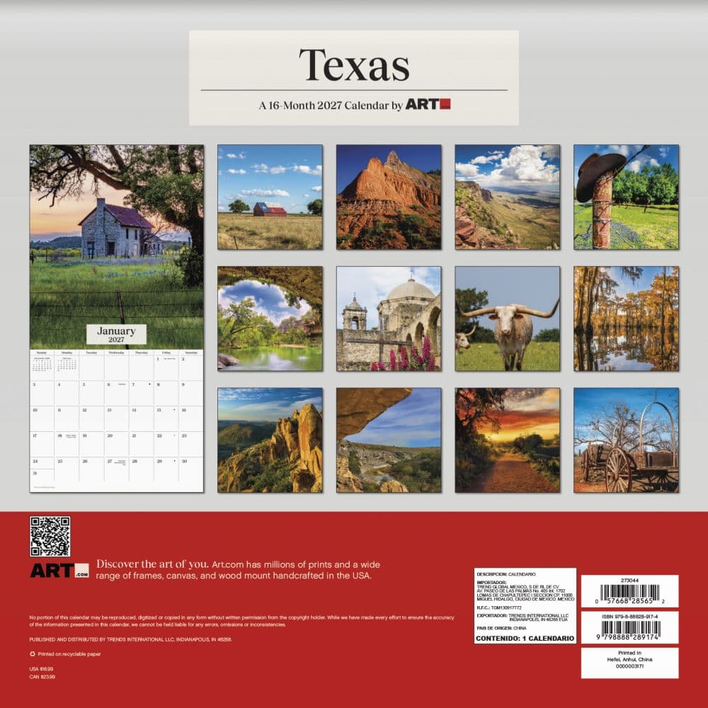 Texas 2027 Wall Calendar Third Alternate Image