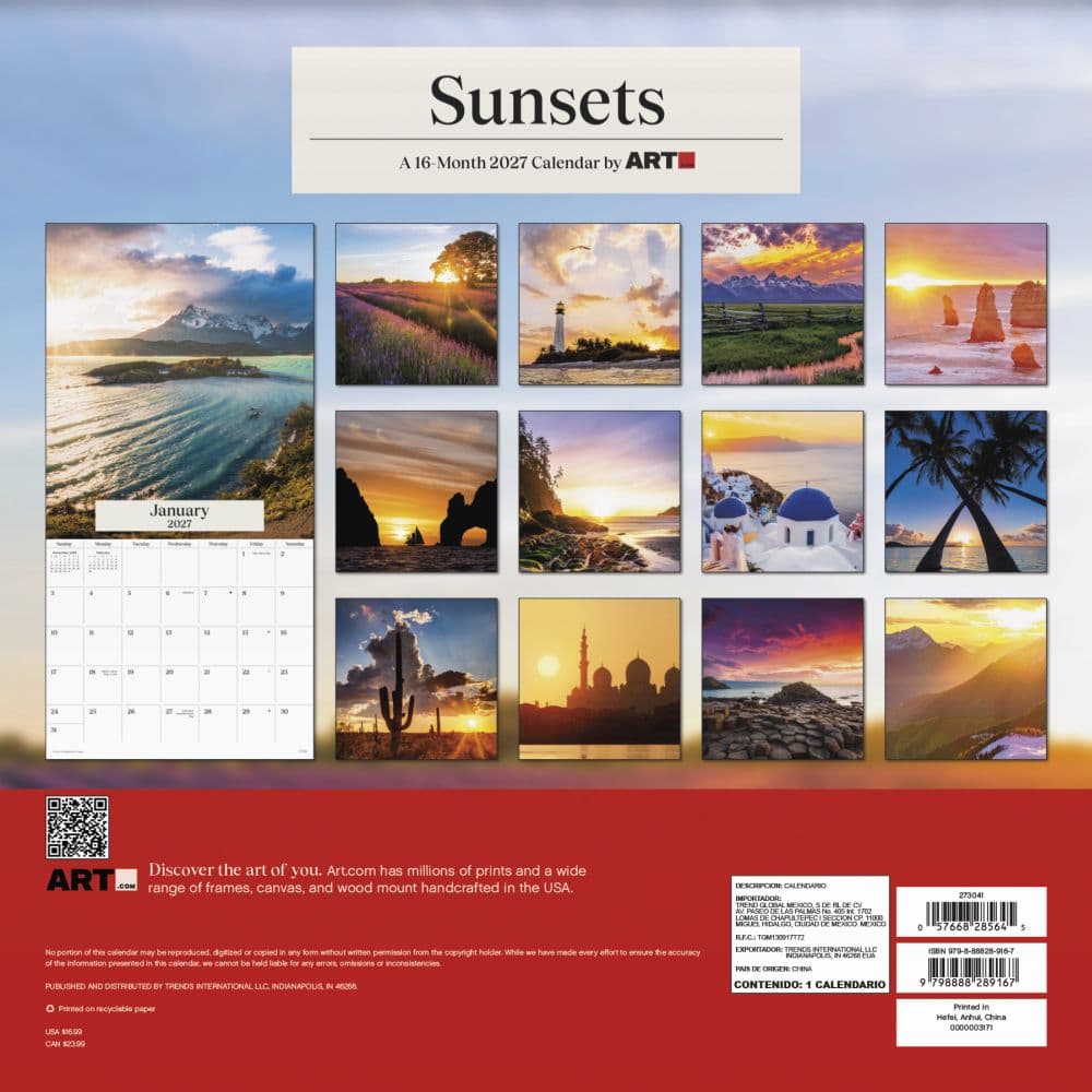 Sunsets 2027 Wall Calendar Third Alternate Image
