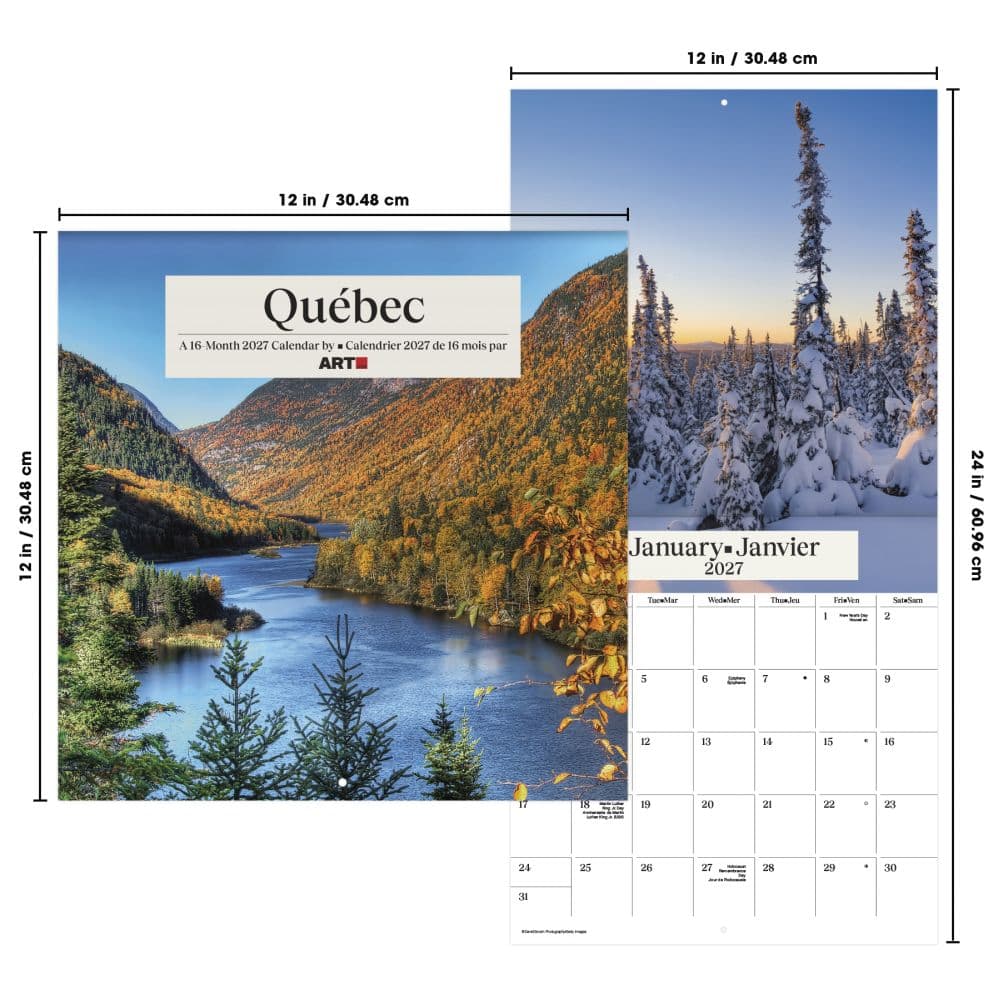 Quebec Bilingual French 2027 Wall Calendar Sixth Alternate Image