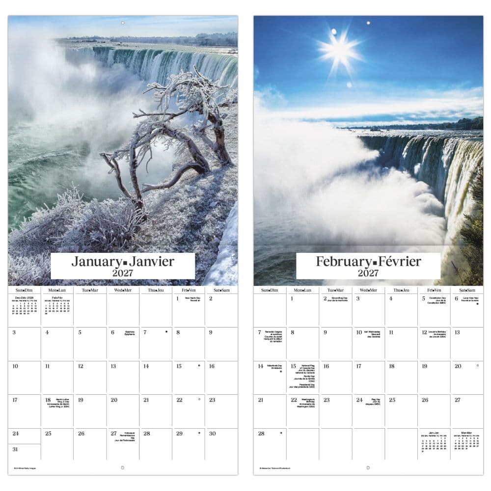 Niagara Falls Bilingual French 2027 Wall Calendar Fifth Alternate Image