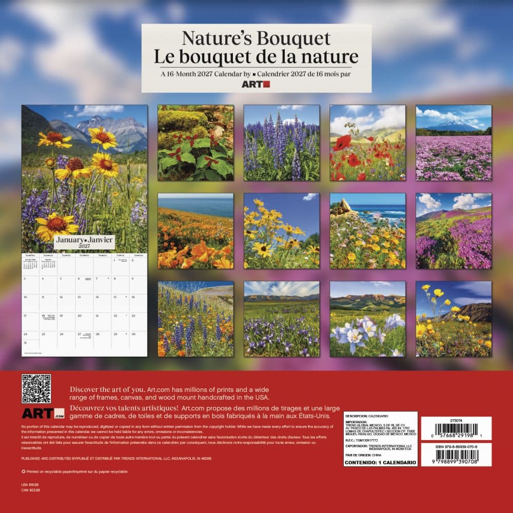 Natures Bouquet Bilingual French 2027 Wall Calendar Third Alternate Image
