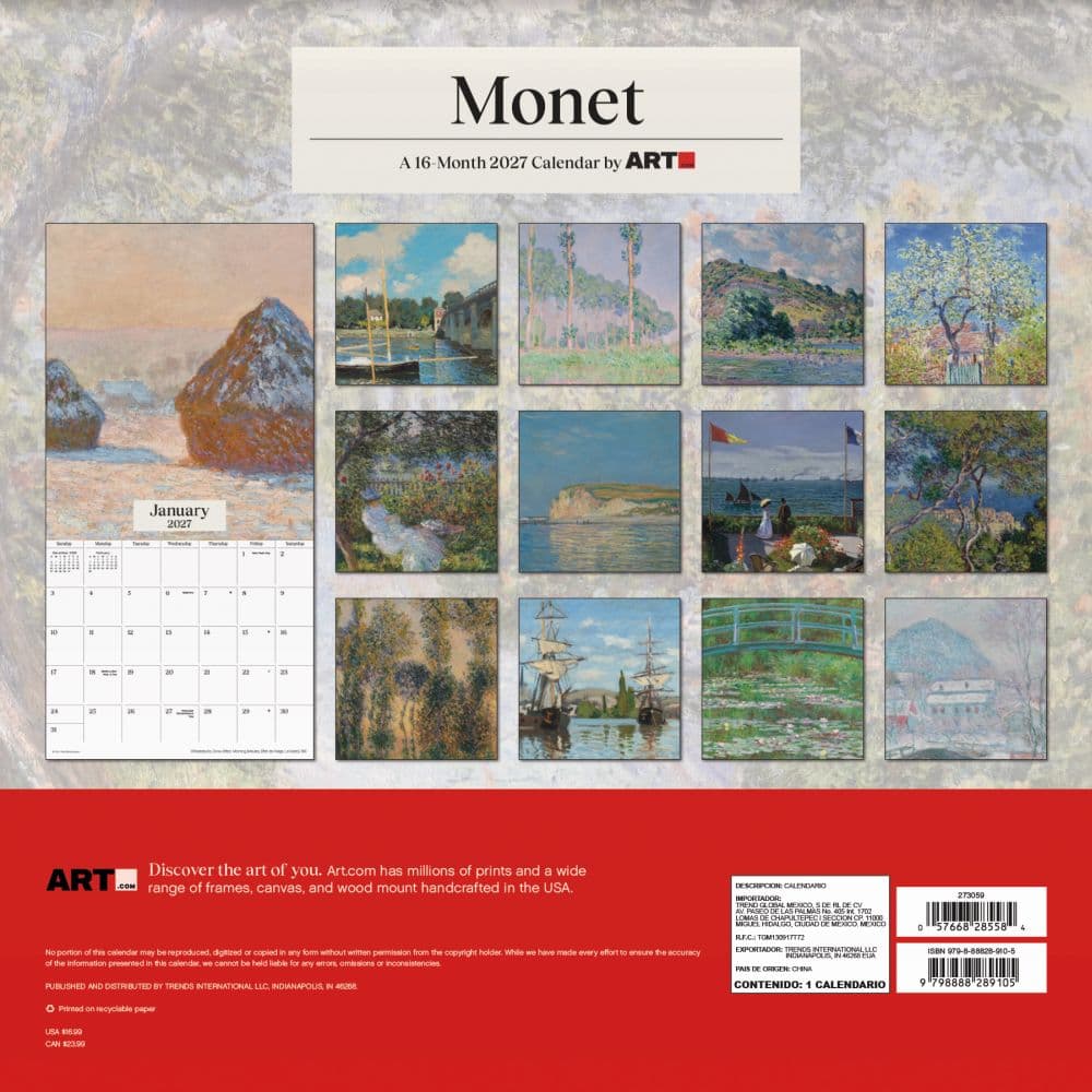 Monet 2027 Wall Calendar Third Alternate Image