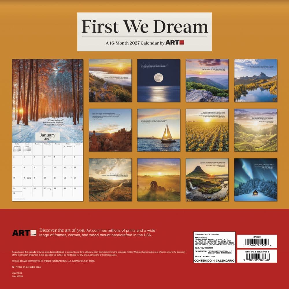 First We Dream 2027 Wall Calendar Third Alternate Image