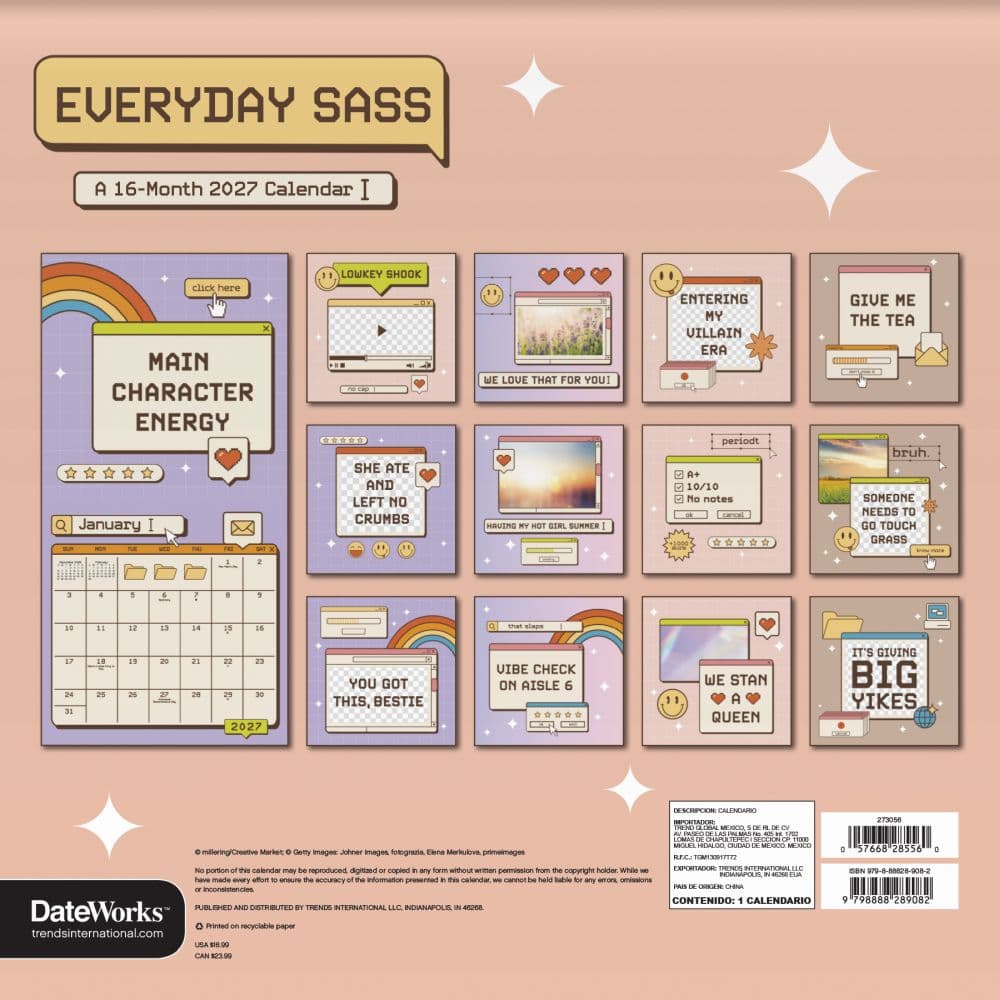 Everyday Sass 2027 Wall Calendar Third Alternate Image