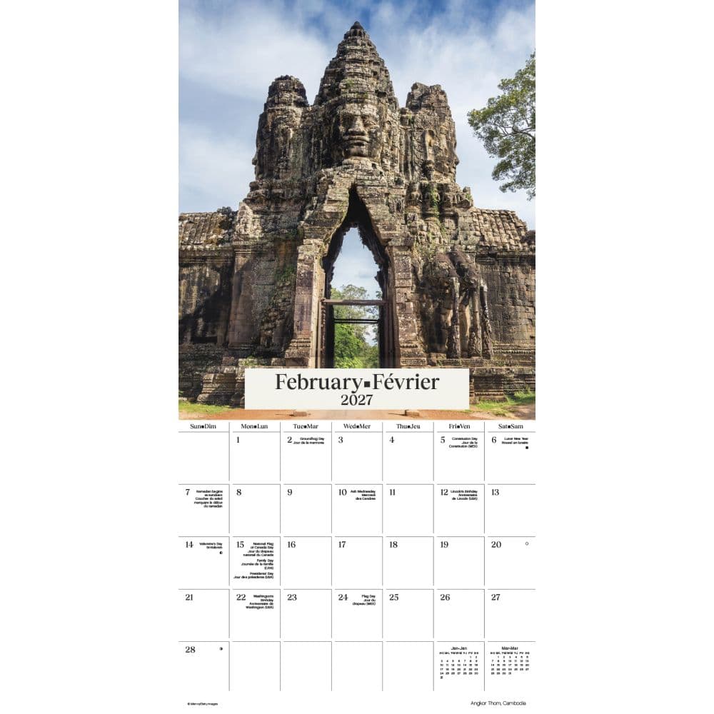 Exotic Destinations Bilingual French 2027 Wall Calendar Second Alternate Image