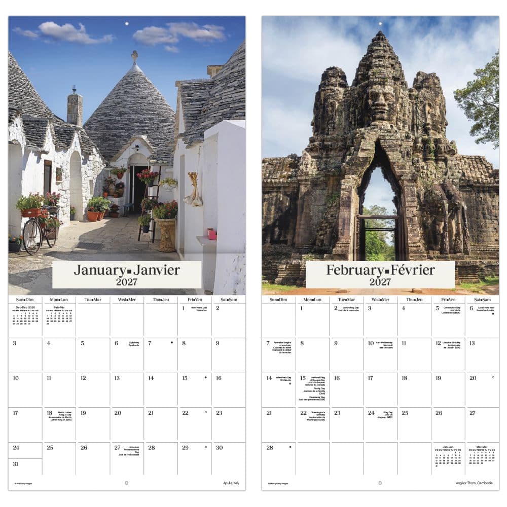 Exotic Destinations Bilingual French 2027 Wall Calendar Fifth Alternate Image