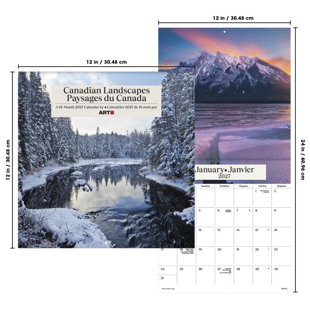 Canadian Landscapes Bilingual French 2027 Wall Calendar Sixth Alternate Image