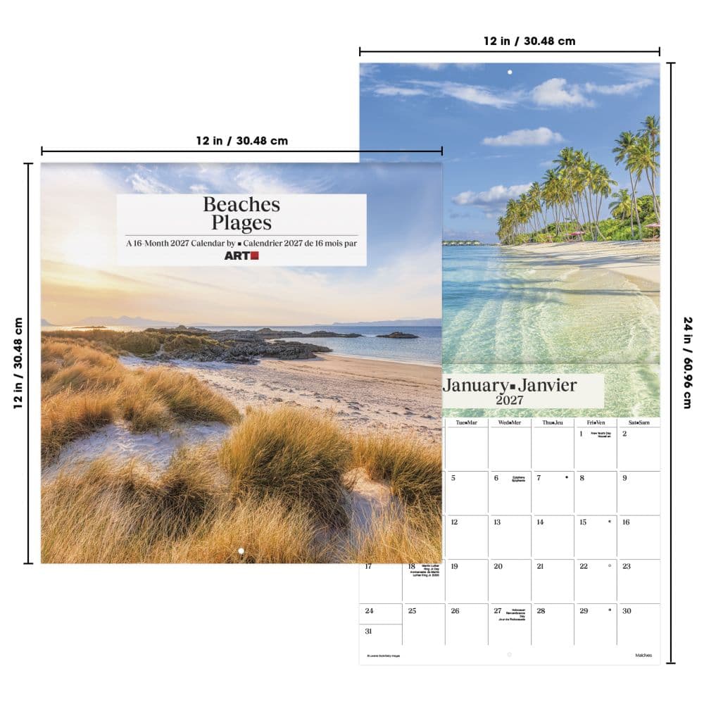 Beaches Bilingual French 2027 Wall Calendar Sixth Alternate Image