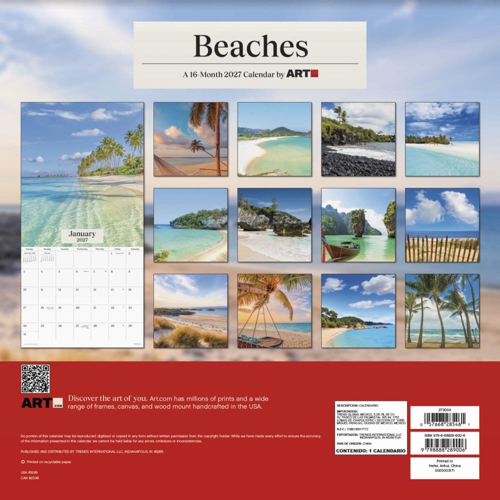 Beaches 2027 Wall Calendar Third Alternate Image