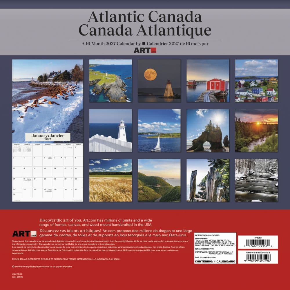 Atlantic Canada Bilingual French 2027 Wall Calendar Third Alternate Image