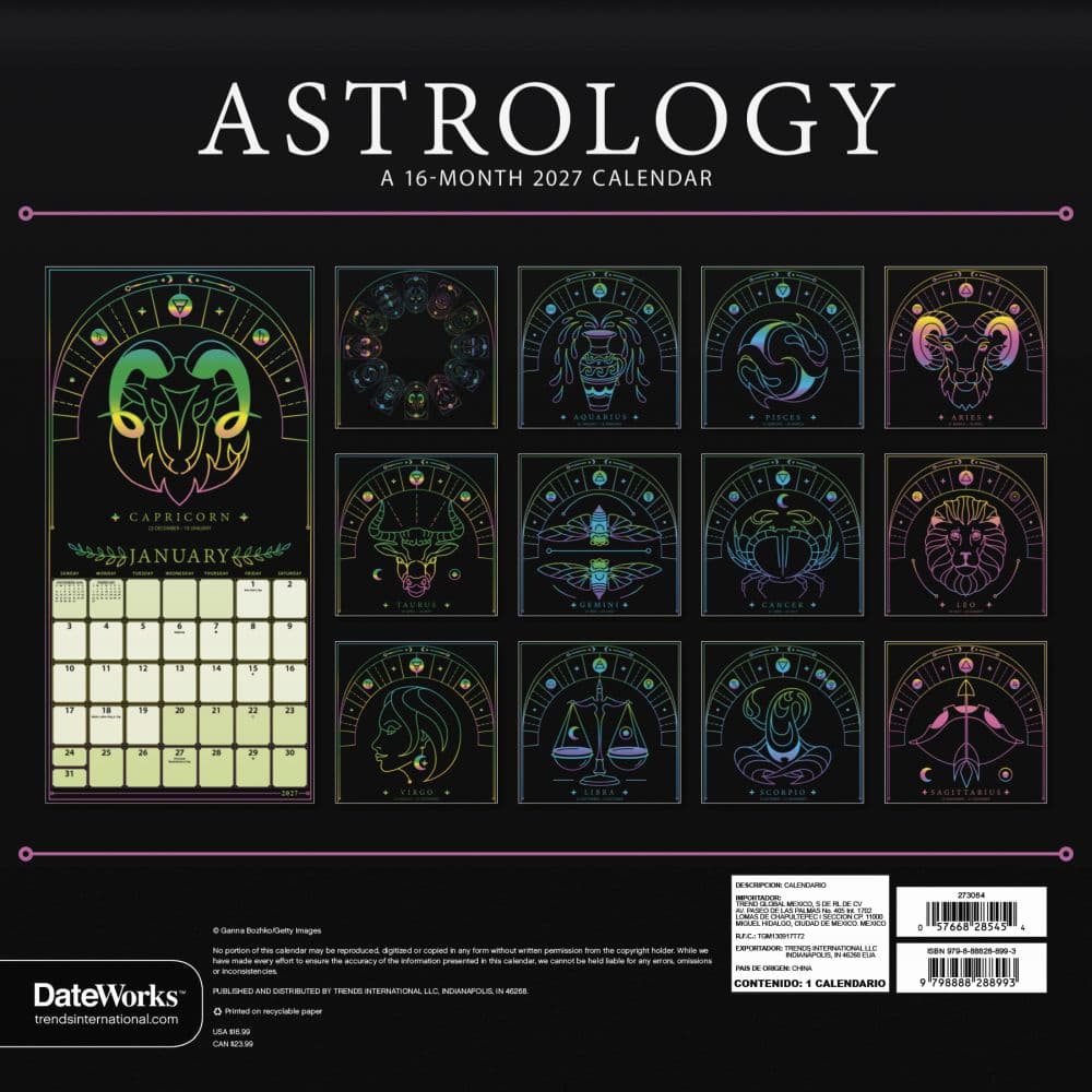Astrology 2027 Wall Calendar Third Alternate Image