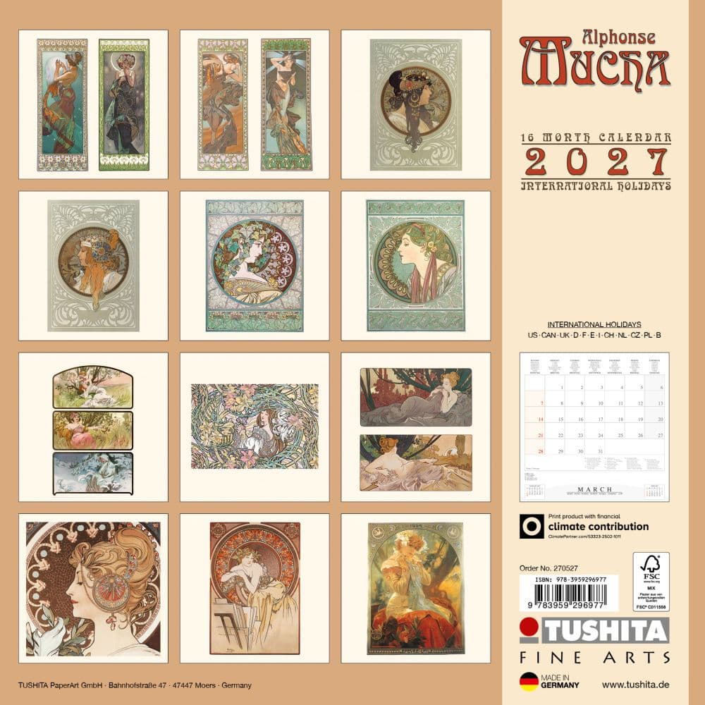 Alphonse Mucha 2027 Wall Calendar First Alternate Image