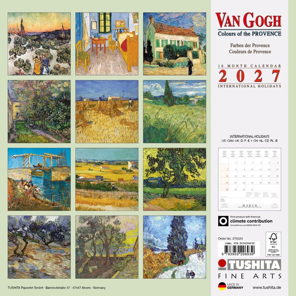 van Gogh Colours of the Provence 2027 Wall Calendar First Alternate Image