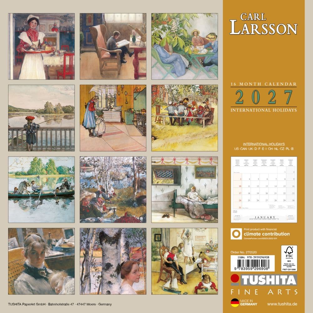 Carl Larsson 2027 Wall Calendar First Alternate Image