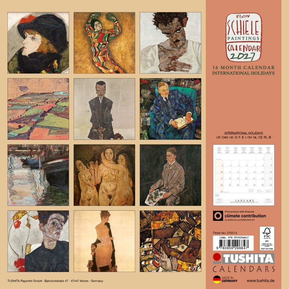 Egon Schiele Paintings 2027 Wall Calendar First Alternate Image
