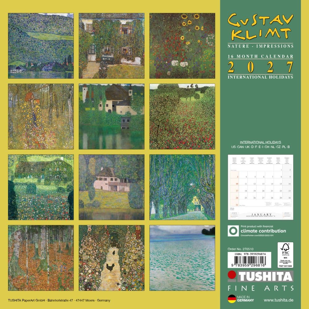 Gustav Klimt Nature 2027 Wall Calendar First Alternate Image