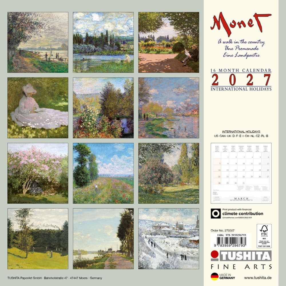 Claude Monet A Walk in the Country 2027 Wall Calendar First Alternate Image