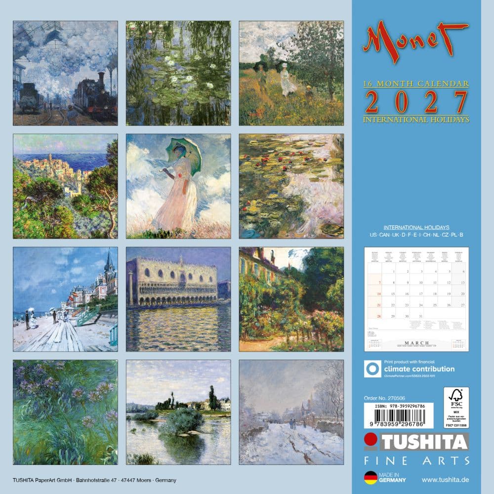 Claude Monet 2027 Wall Calendar First Alternate Image
