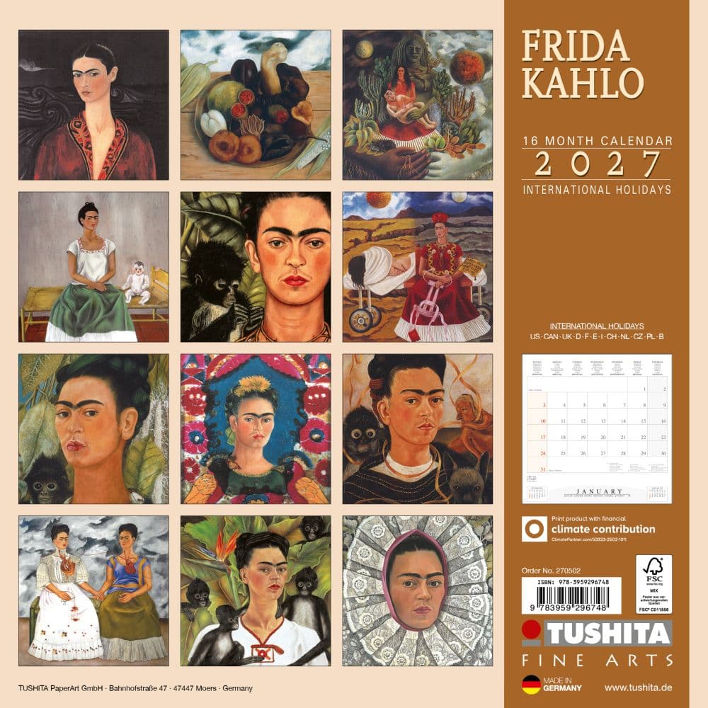 Frida Kahlo 2027 Wall Calendar First Alternate Image