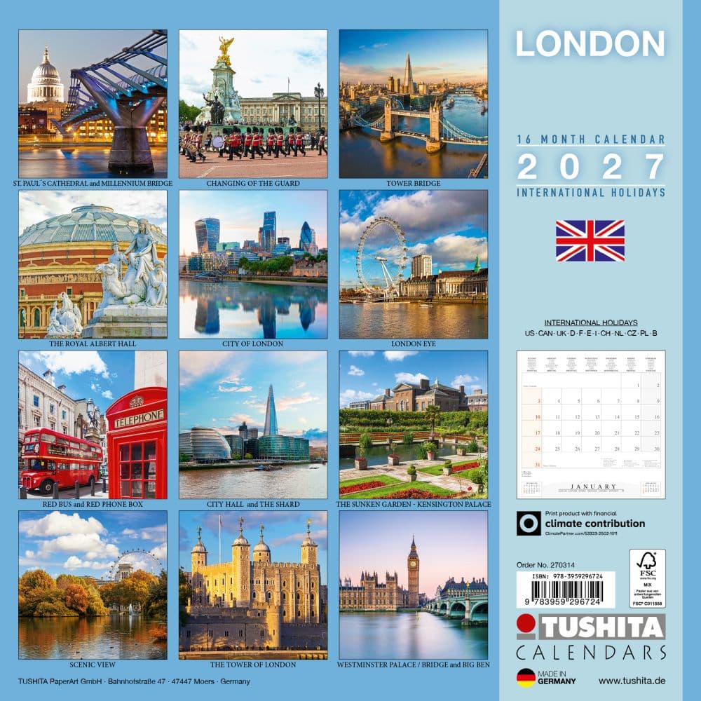 London 2027 Wall Calendar First Alternate Image