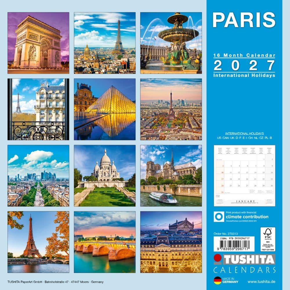 Paris 2027 Wall Calendar First Alternate Image
