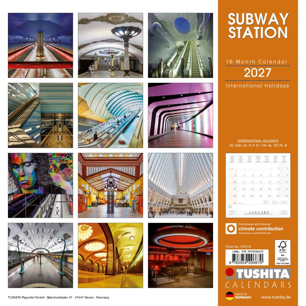 Subway Station 2027 Wall Calendar First Alternate Image