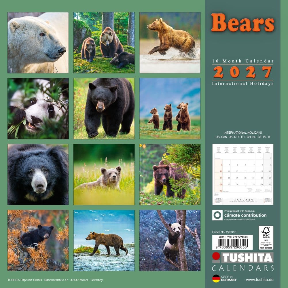 Bears 2027 Wall Calendar First Alternate Image