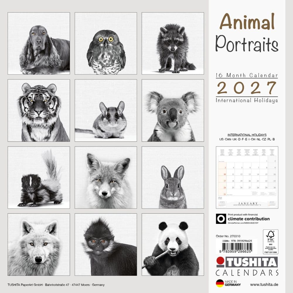 Animal Portrait 2027 Wall Calendar First Alternate Image