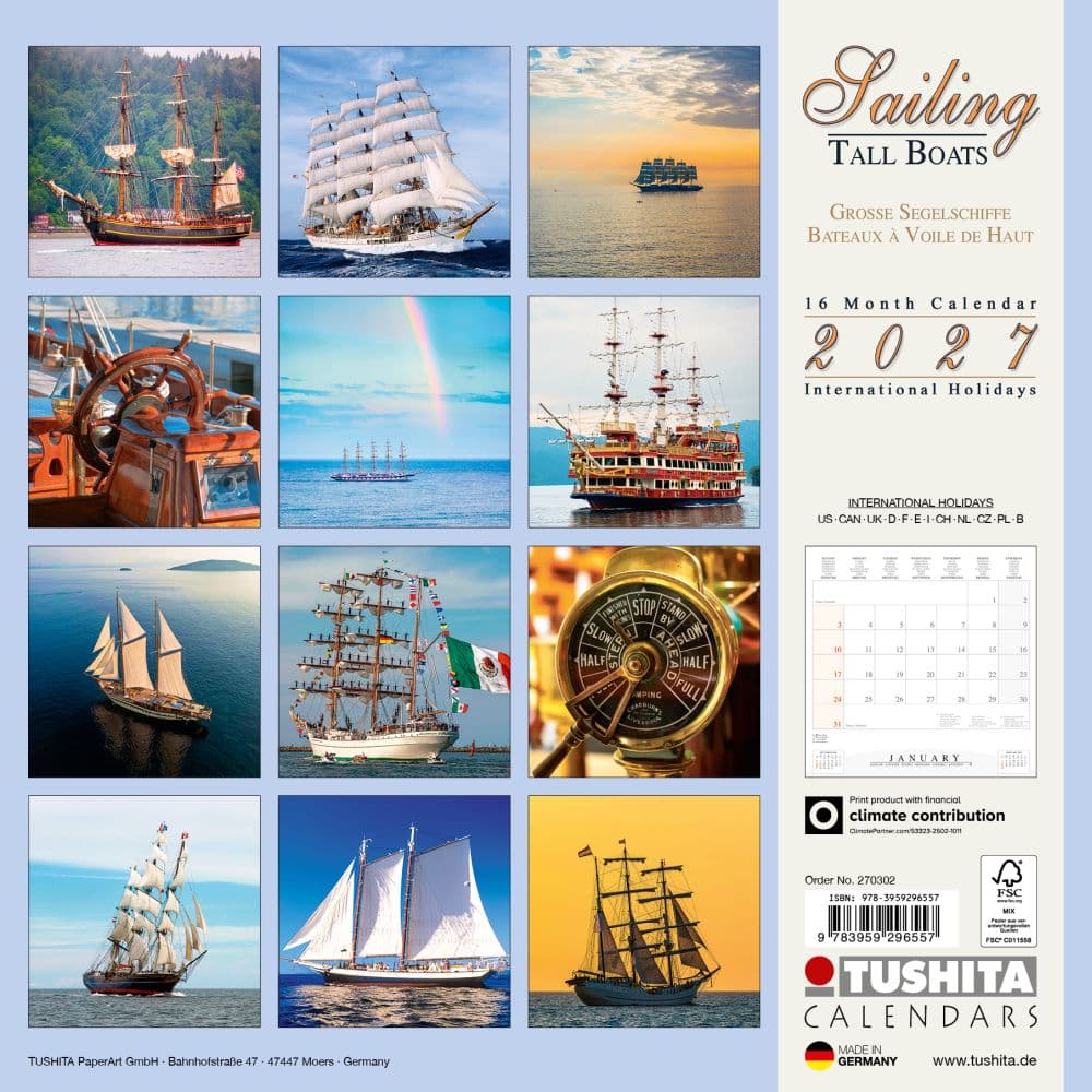 Sailing tall Boats 2027 Wall Calendar First Alternate Image