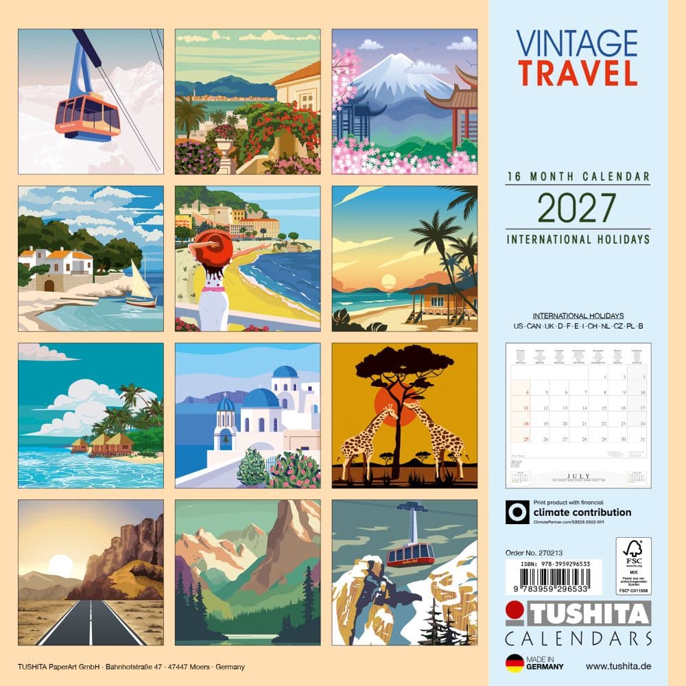 Vintage Travel 2027 Wall Calendar First Alternate Image
