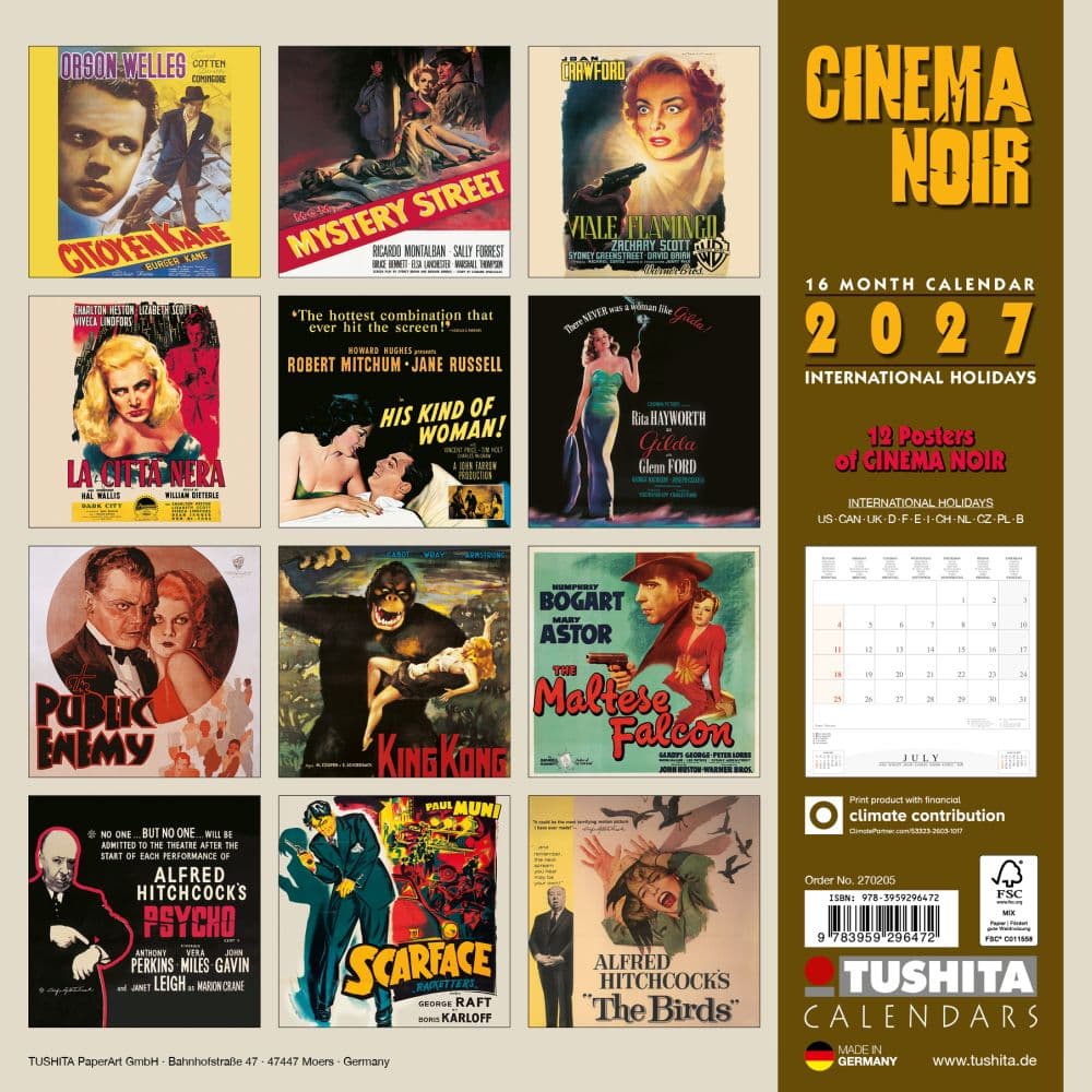 Cinema Noir 2027 Wall Calendar First Alternate Image