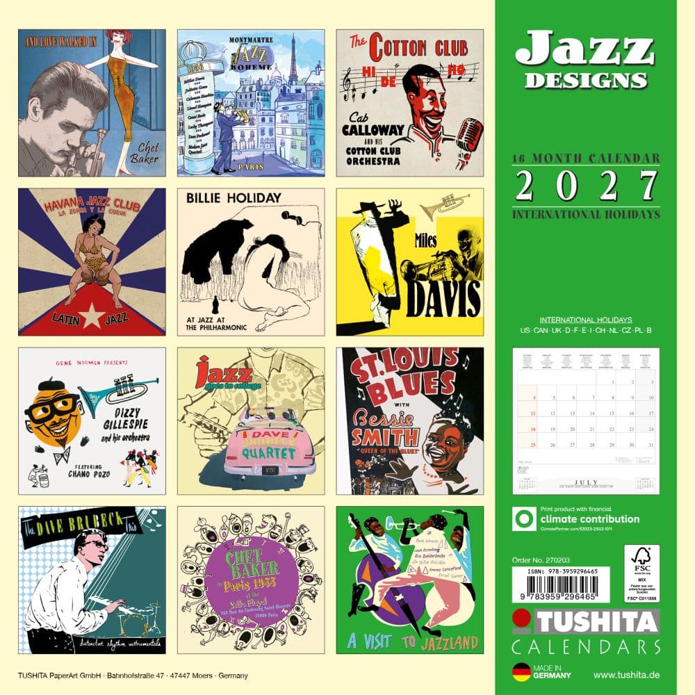 Jazz Designs 2027 Wall Calendar First Alternate Image