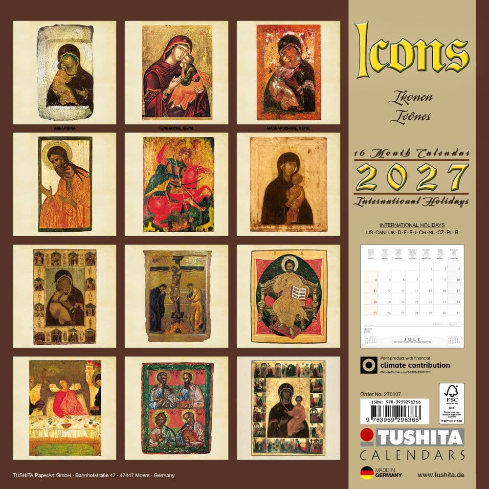 Icons 2027 Wall Calendar First Alternate Image