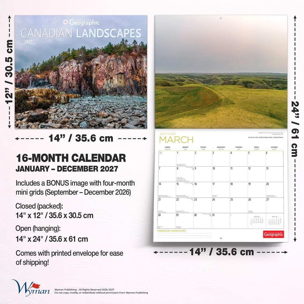 Canada Wilderness Deluxe 2027 Wall Calendar Seventh Alternate Image