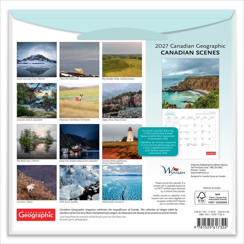 Canadian Geographic Canadian Scenes 2027 Wall Calendar First Alternate Image