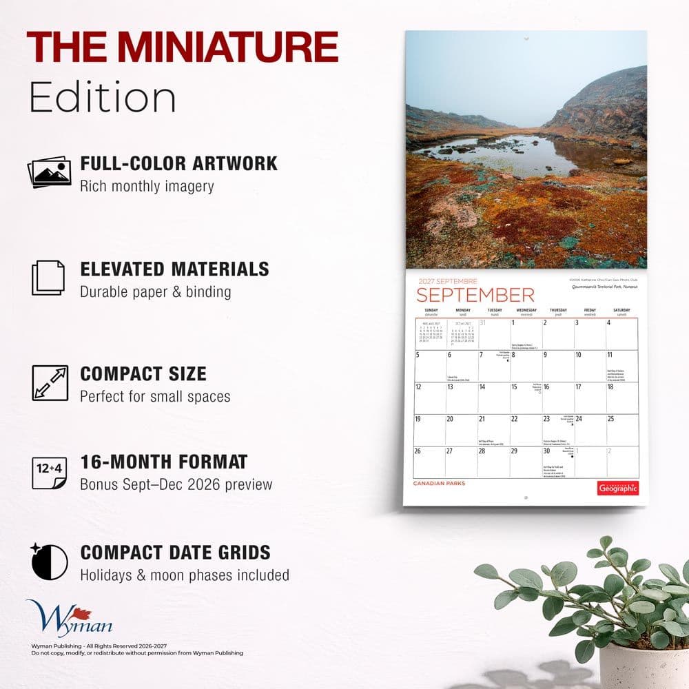 Canadian National Parks 2027 Mini Wall Calendar Fifth Alternate Image